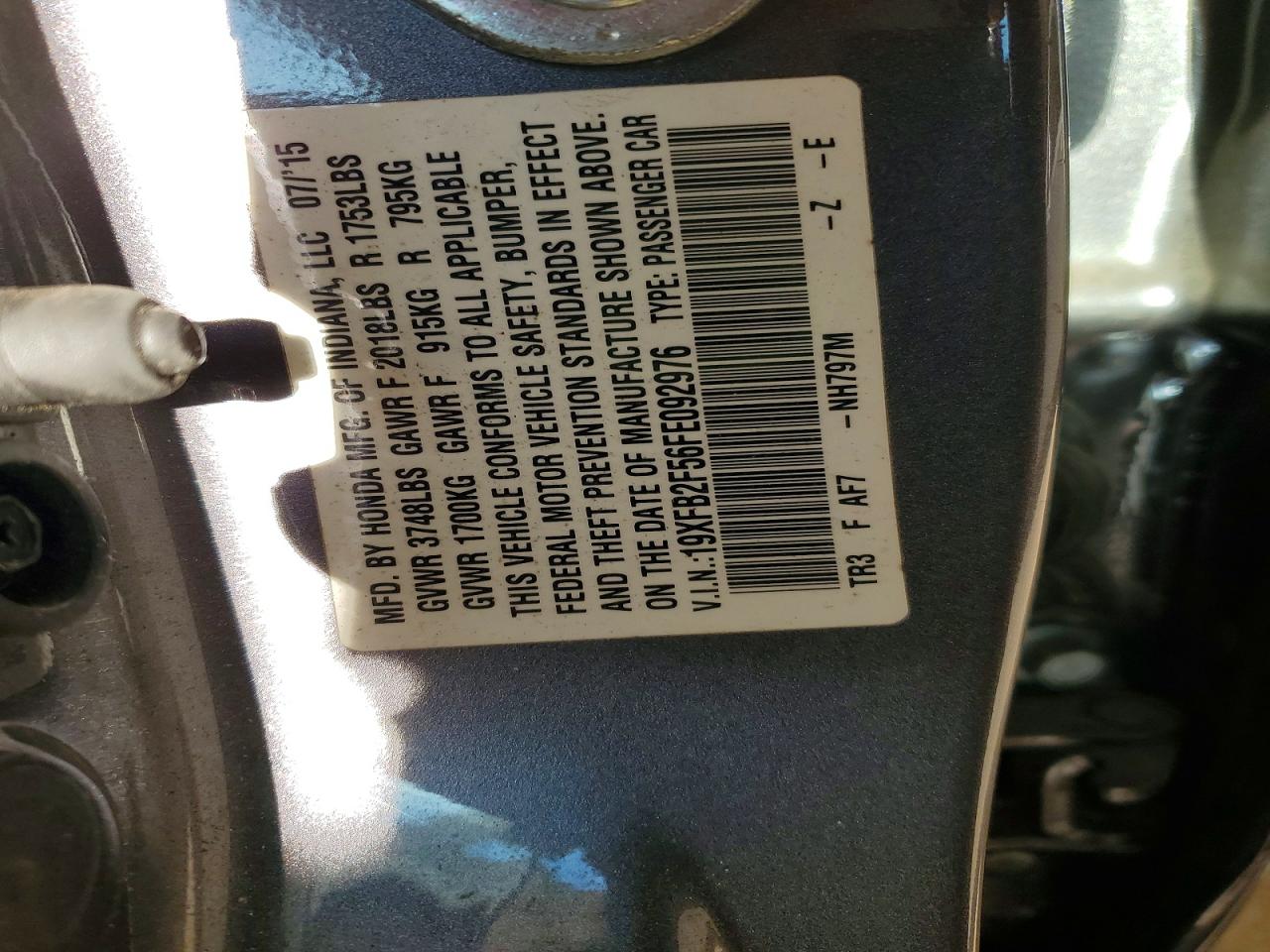 2015 HONDA CIVIC LX photo 12