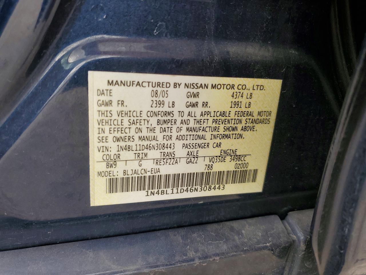 2006 NISSAN ALTIMA SE photo 12