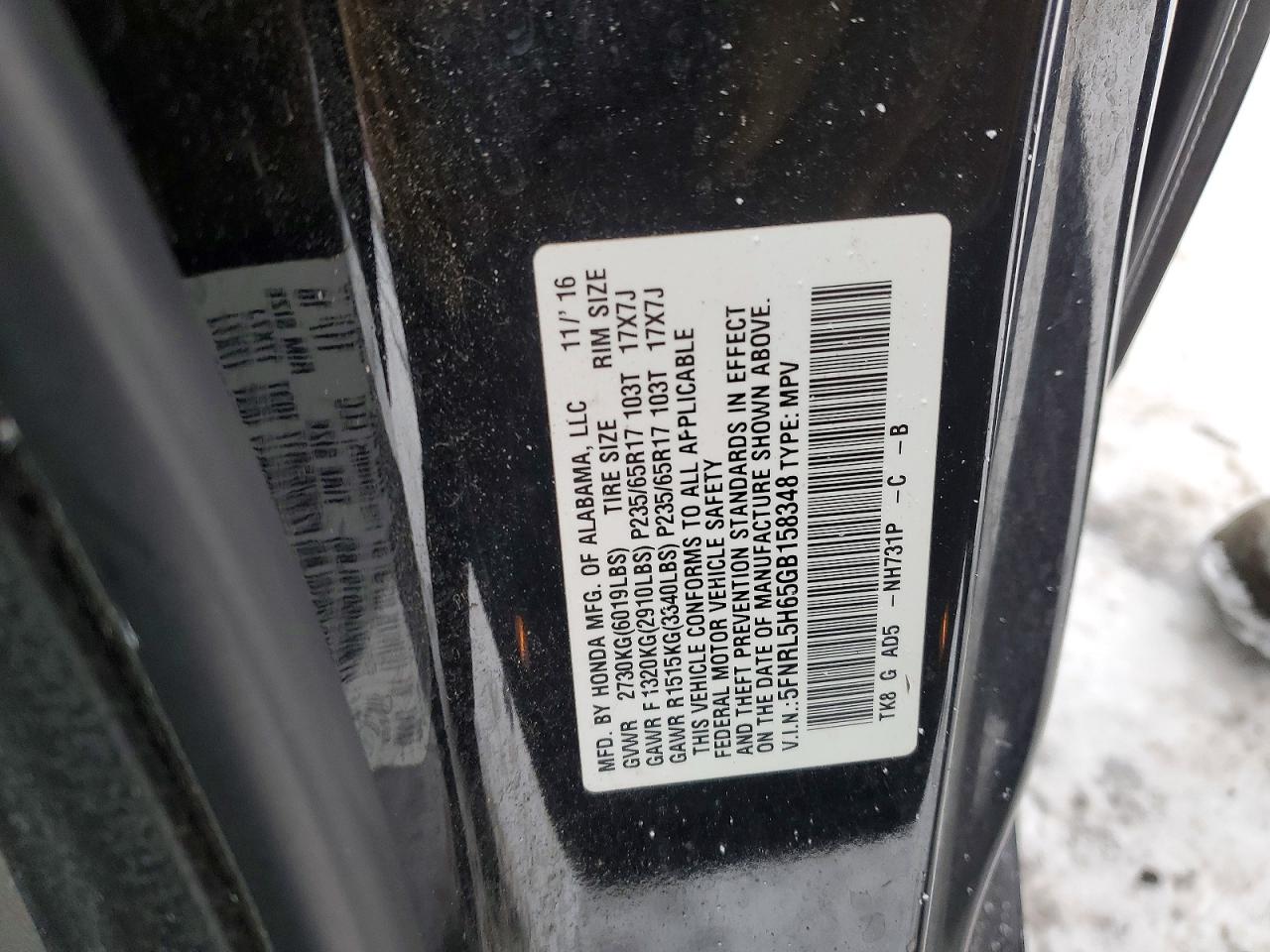 2016 HONDA ODYSSEY EXL photo 13