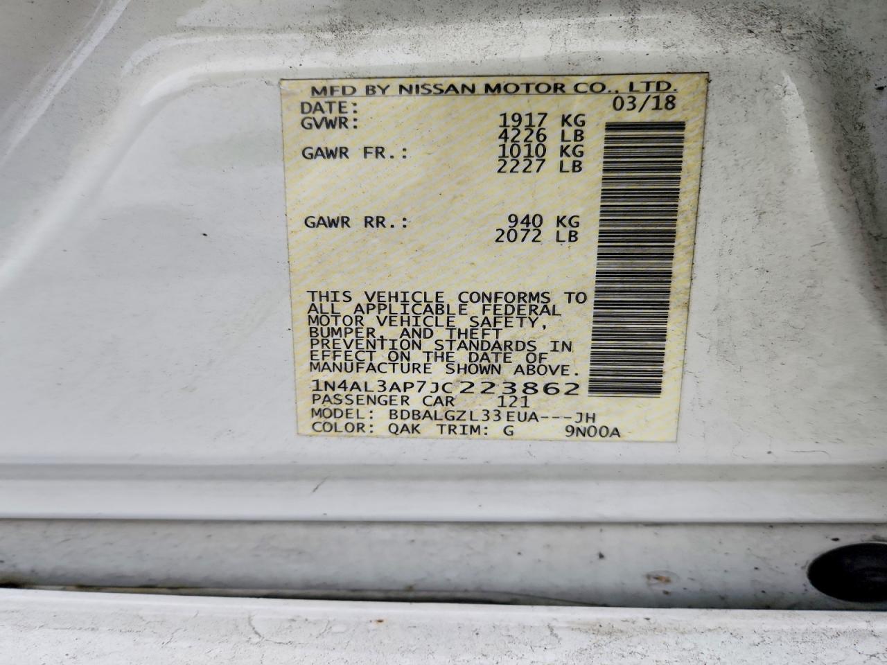 2018 NISSAN ALTIMA 2.5 photo 12