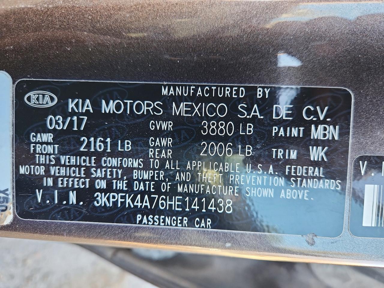2017 KIA FORTE LX photo 12