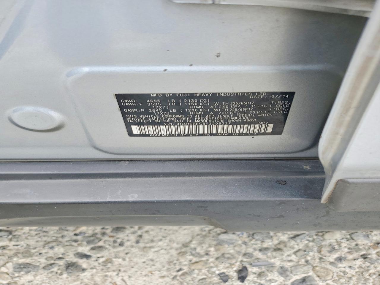 2015 SUBARU OUTBACK 2.5I PREMIUM photo 14
