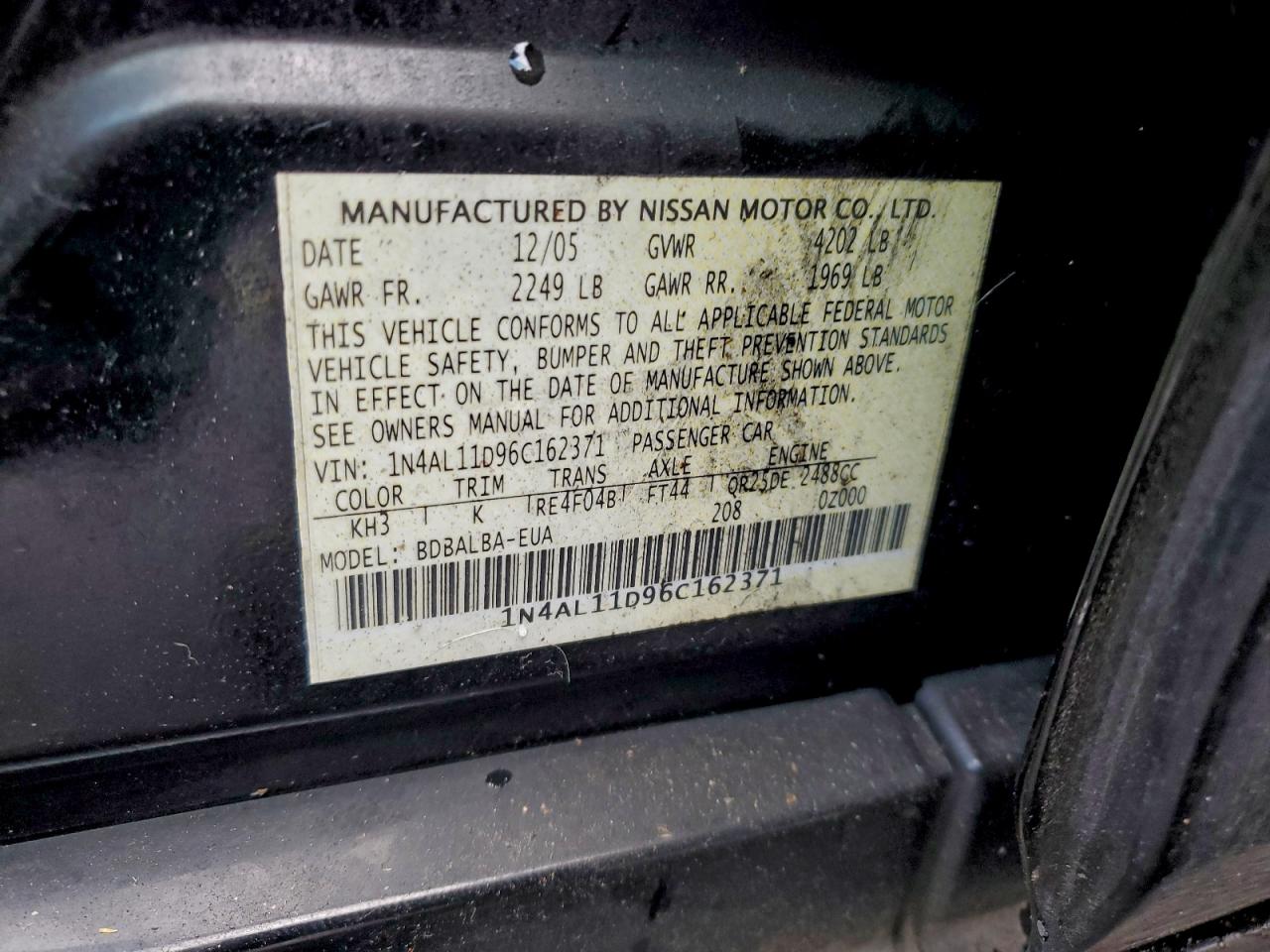 2006 NISSAN ALTIMA S photo 12