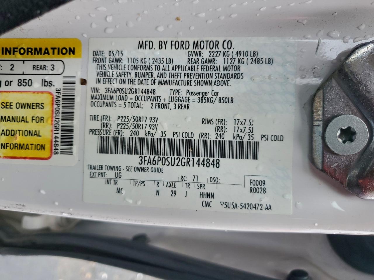 2016 FORD FUSION TITANIUM PHEV photo 13