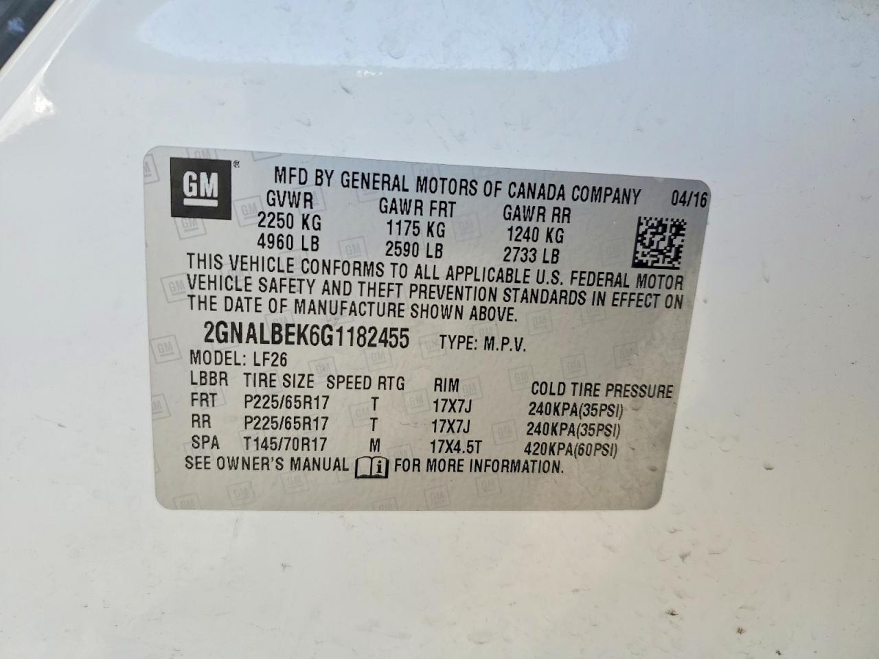 2016 CHEVROLET EQUINOX LS photo 13