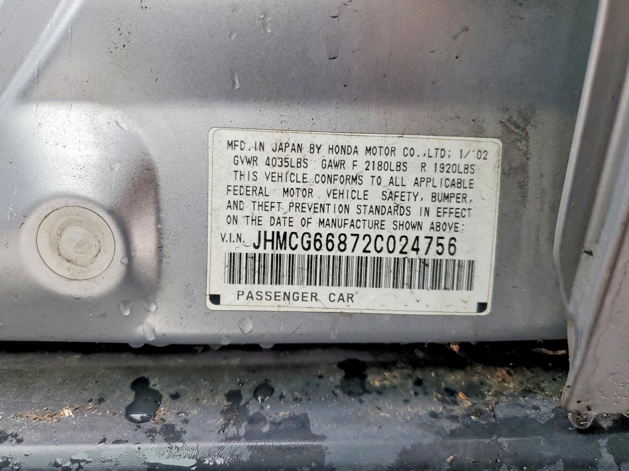 2002 HONDA ACCORD EX photo 13