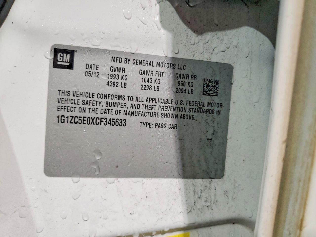 2012 CHEVROLET MALIBU 1LT photo 12
