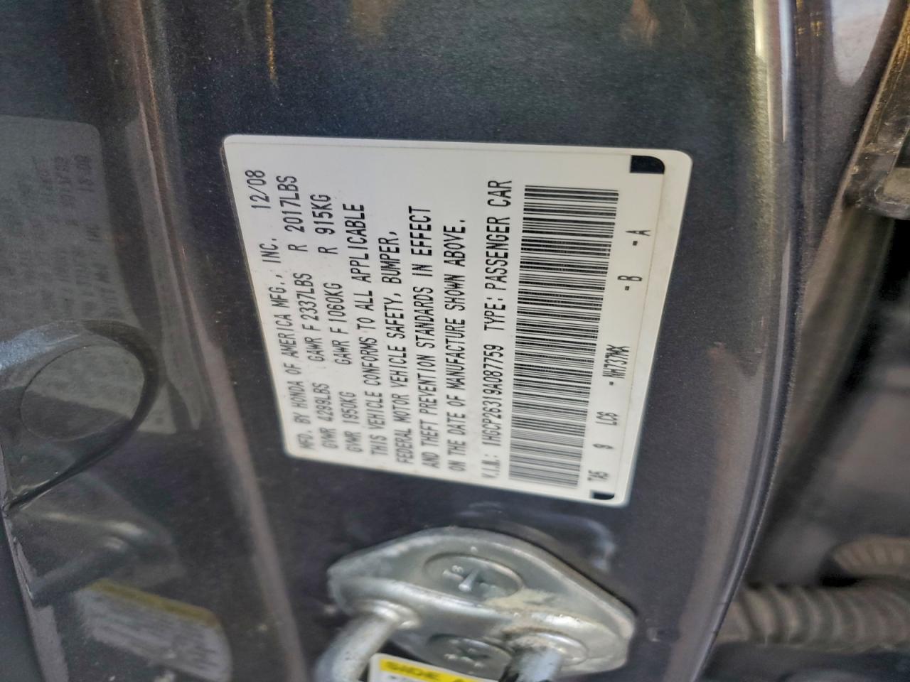 2009 HONDA ACCORD LX photo 12