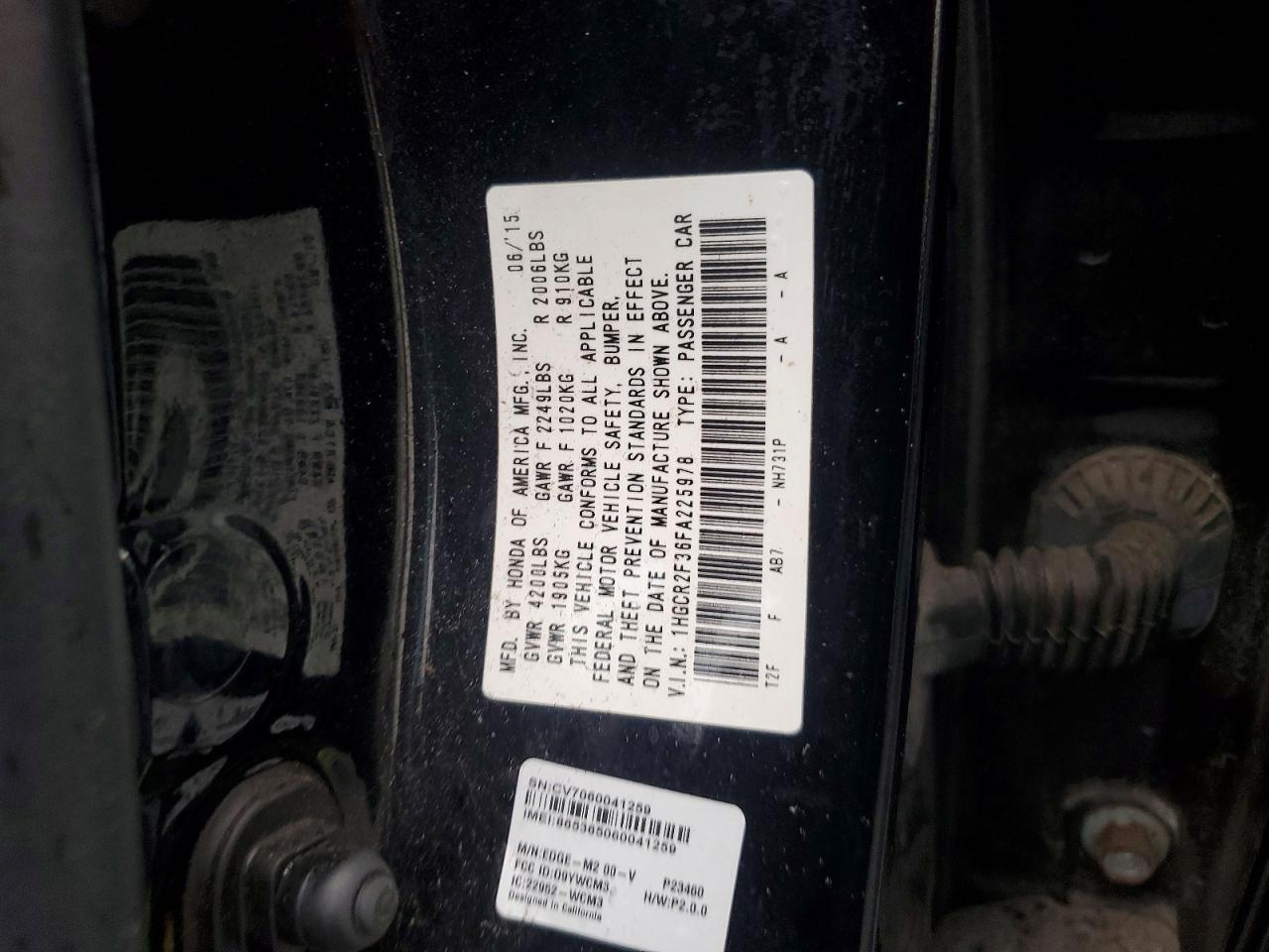 2015 HONDA ACCORD LX photo 12
