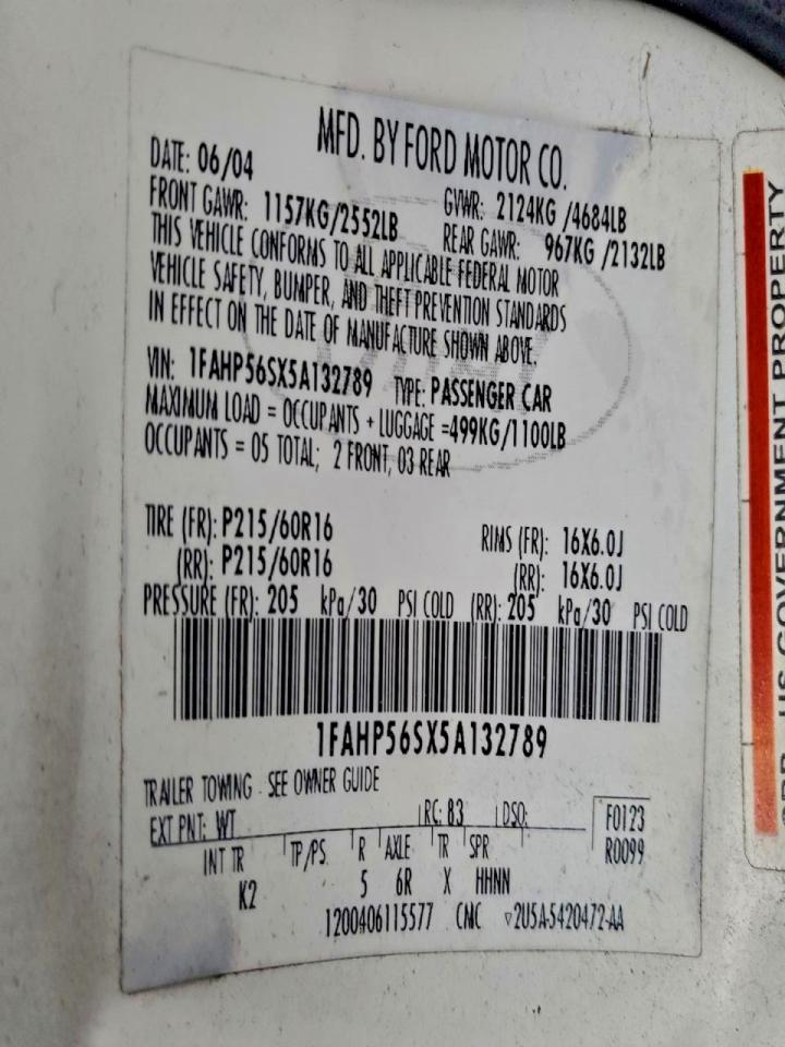 2005 FORD TAURUS SEL photo 12