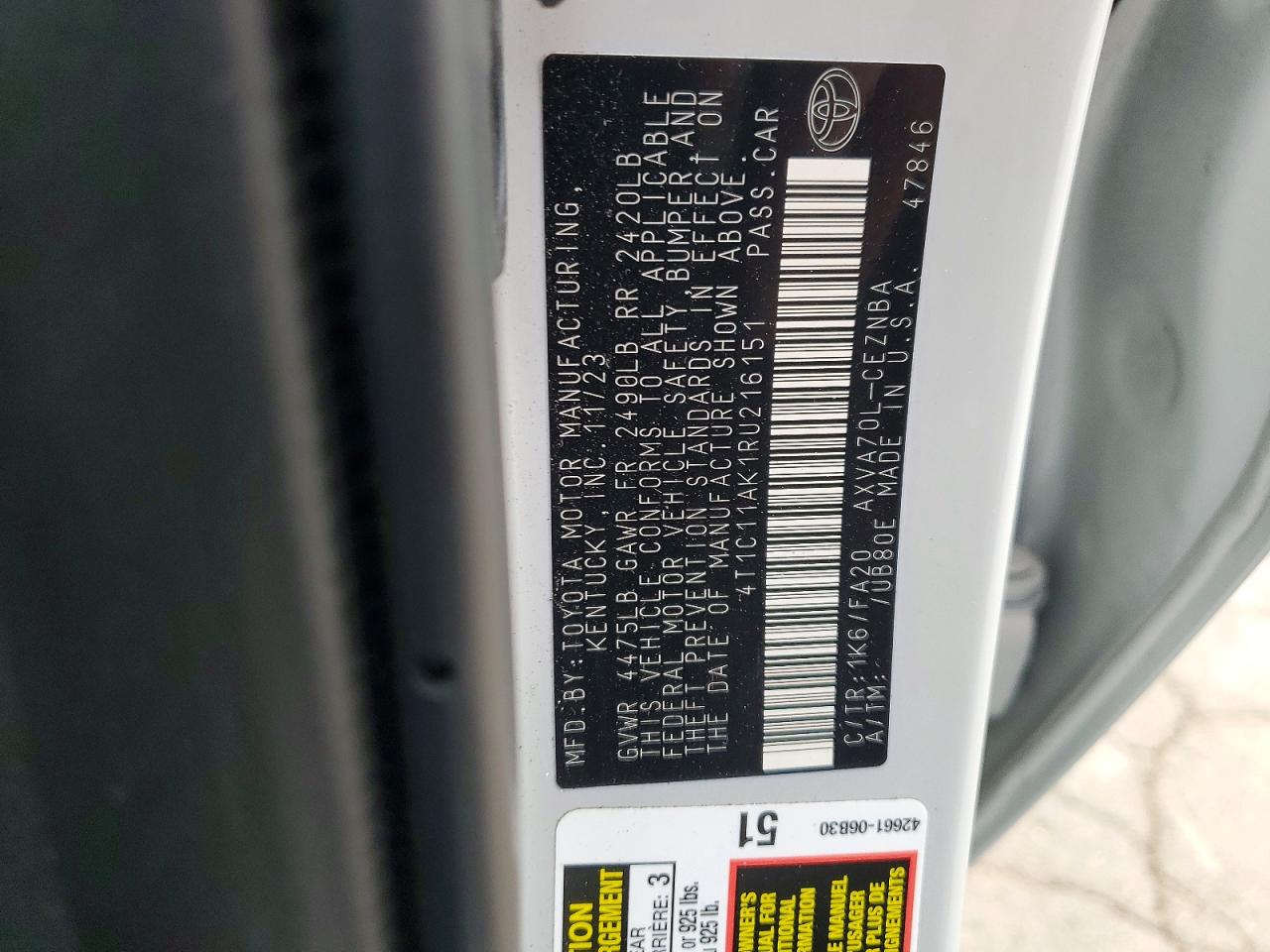 2024 TOYOTA CAMRY LE photo 12