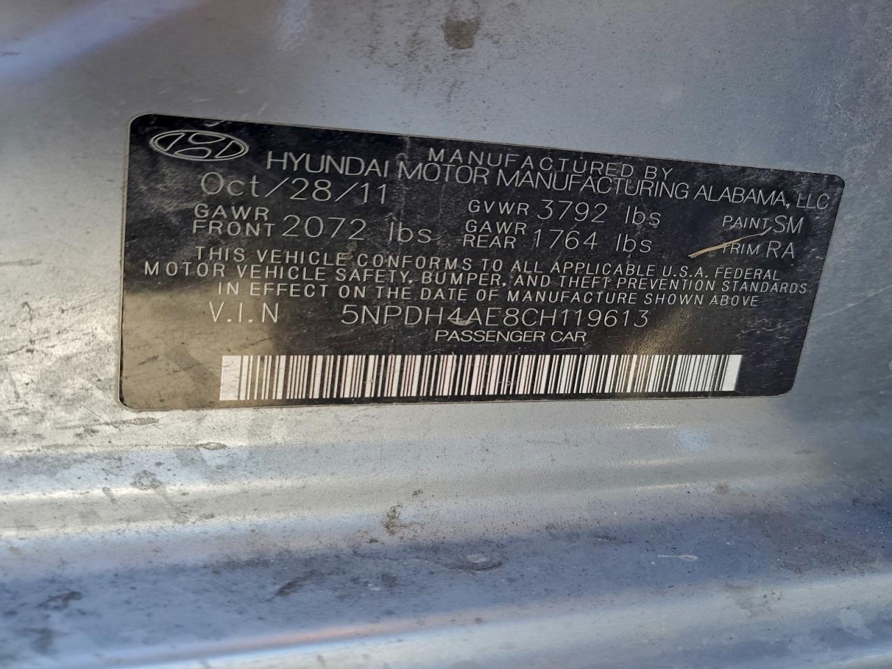 2012 HYUNDAI ELANTRA GLS photo 12
