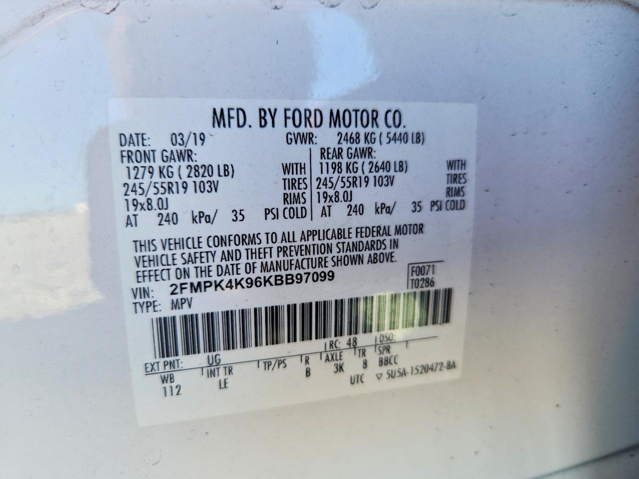 2019 FORD EDGE TITANIUM photo 13
