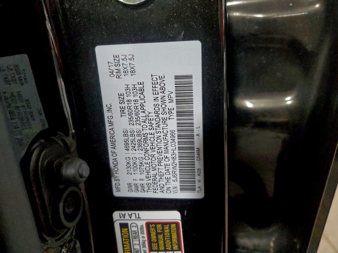 2017 HONDA CR-V EXL photo 13