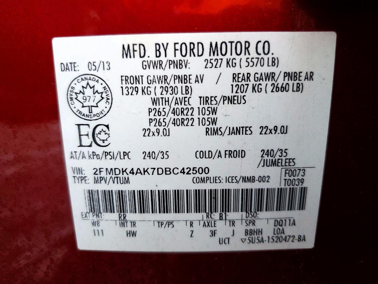 2013 FORD EDGE SPORT photo 13
