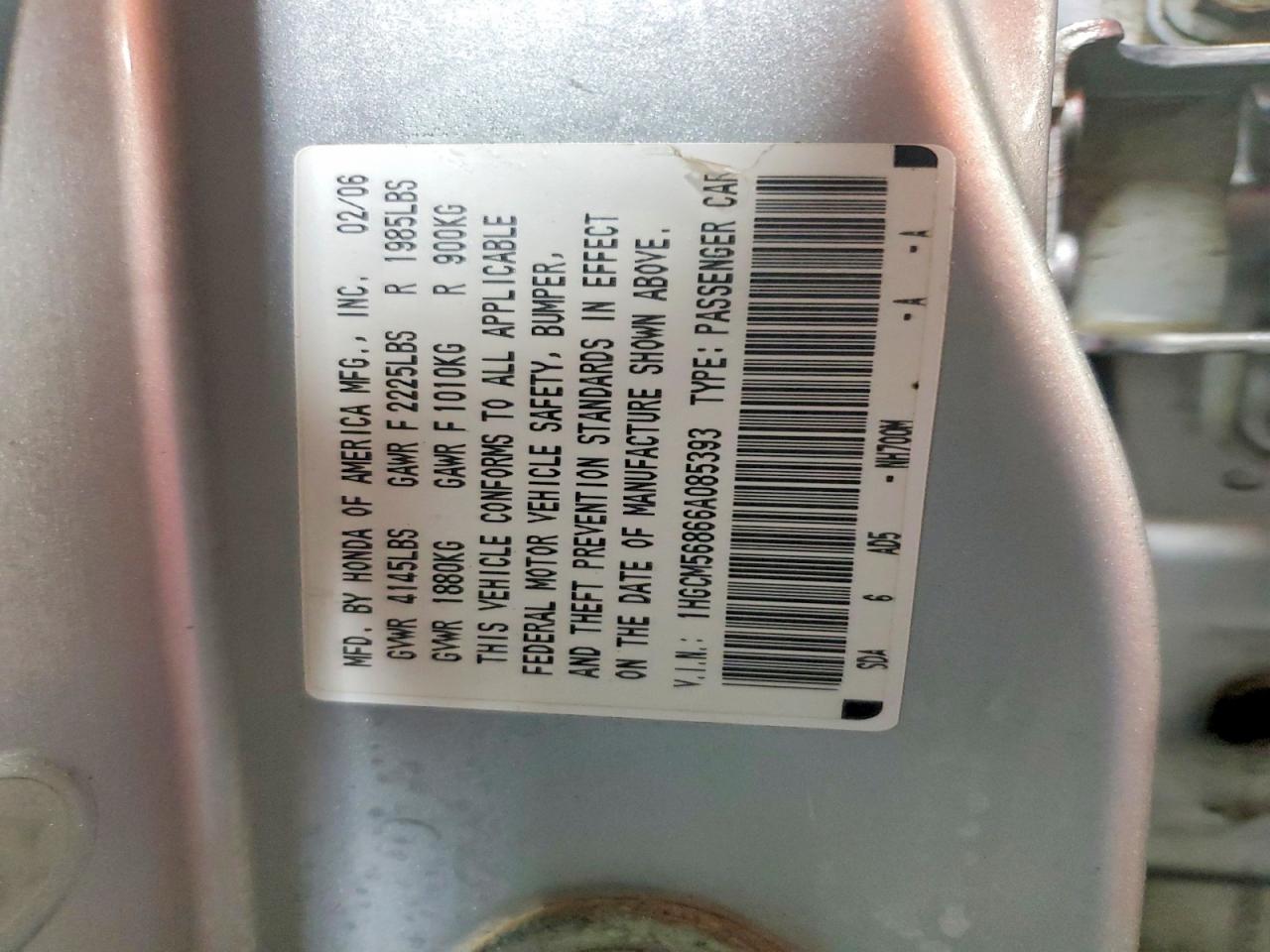 2006 HONDA ACCORD EX photo 12