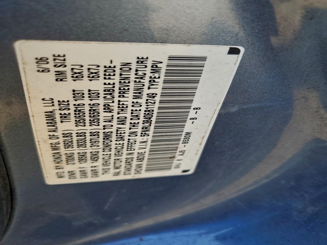 2006 HONDA ODYSSEY EX photo 14