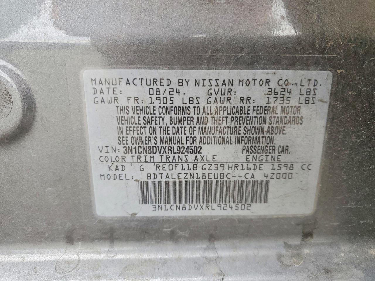2024 NISSAN VERSA S photo 12
