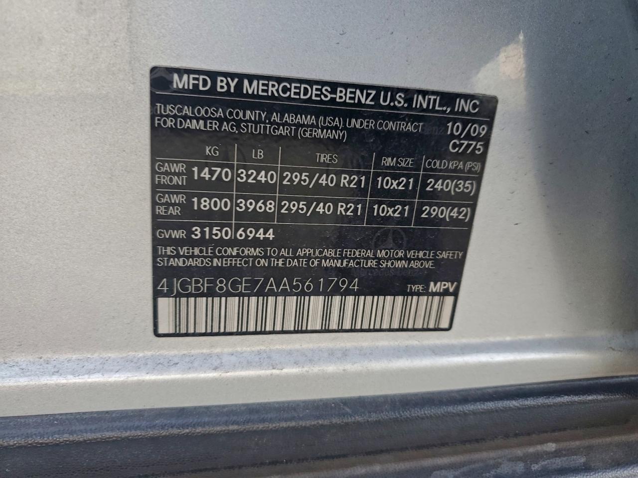 2010 MERCEDES-BENZ GL 550 4MATIC photo 13