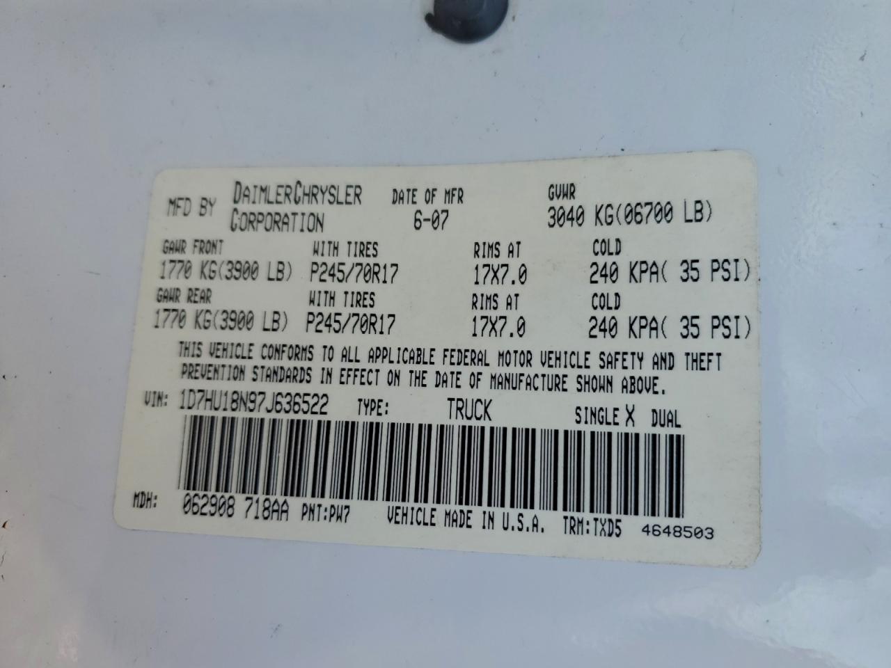 2007 DODGE RAM 1500 ST photo 12
