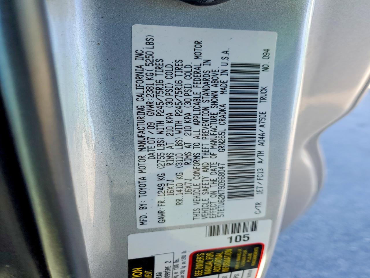 2009 TOYOTA TACOMA photo 12