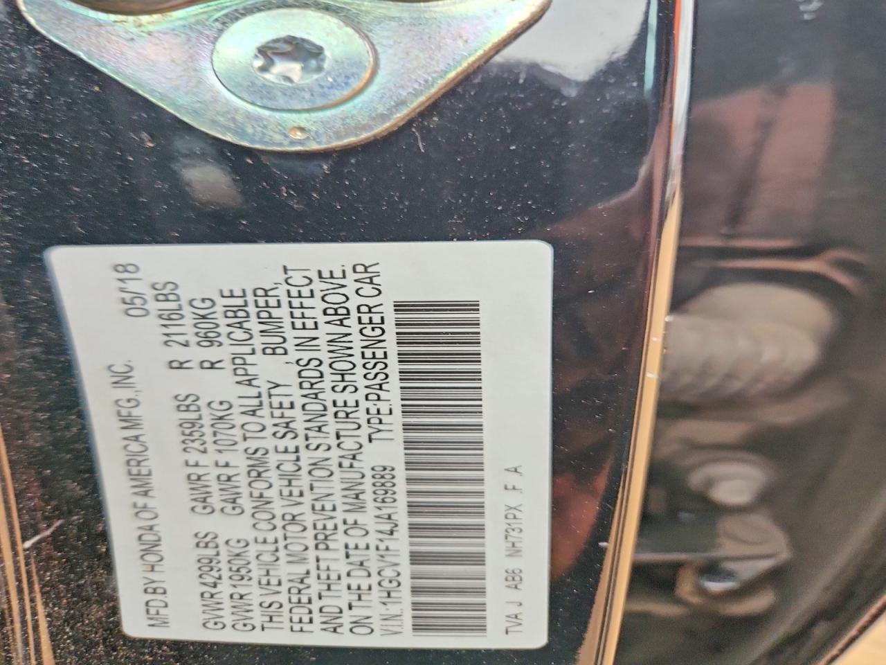 2018 HONDA ACCORD LX photo 12