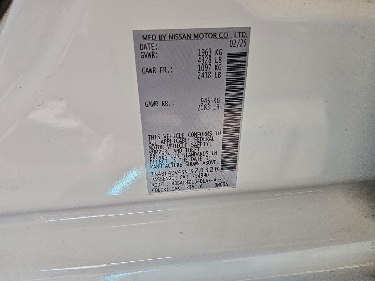 2025 NISSAN ALTIMA SV photo 12