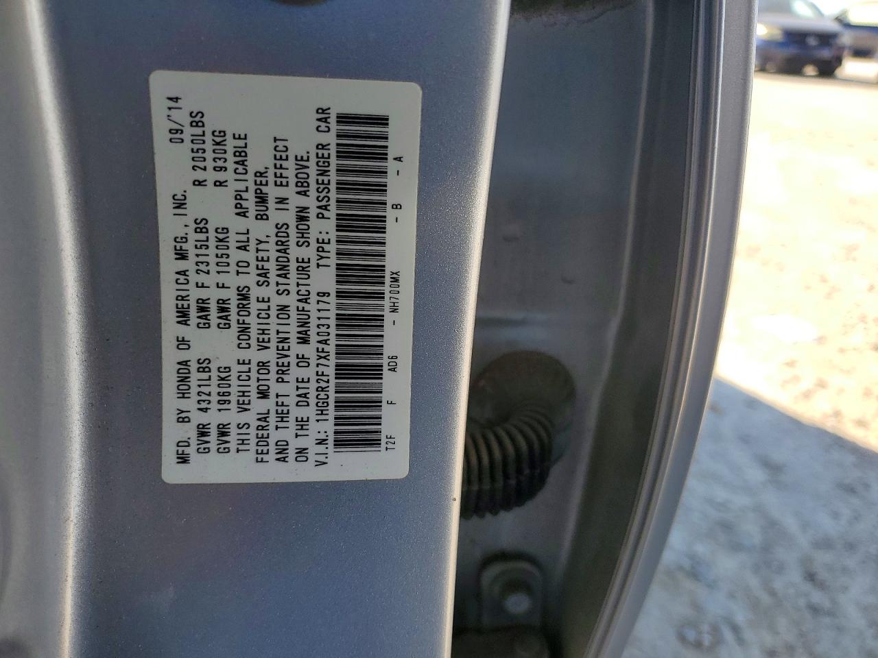 2015 HONDA ACCORD EX photo 12