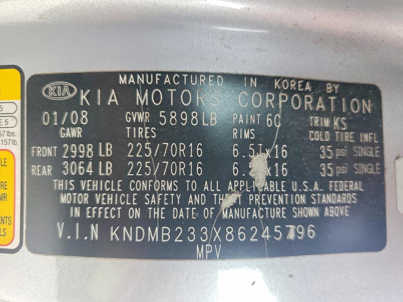 2008 KIA SEDONA EX photo 25