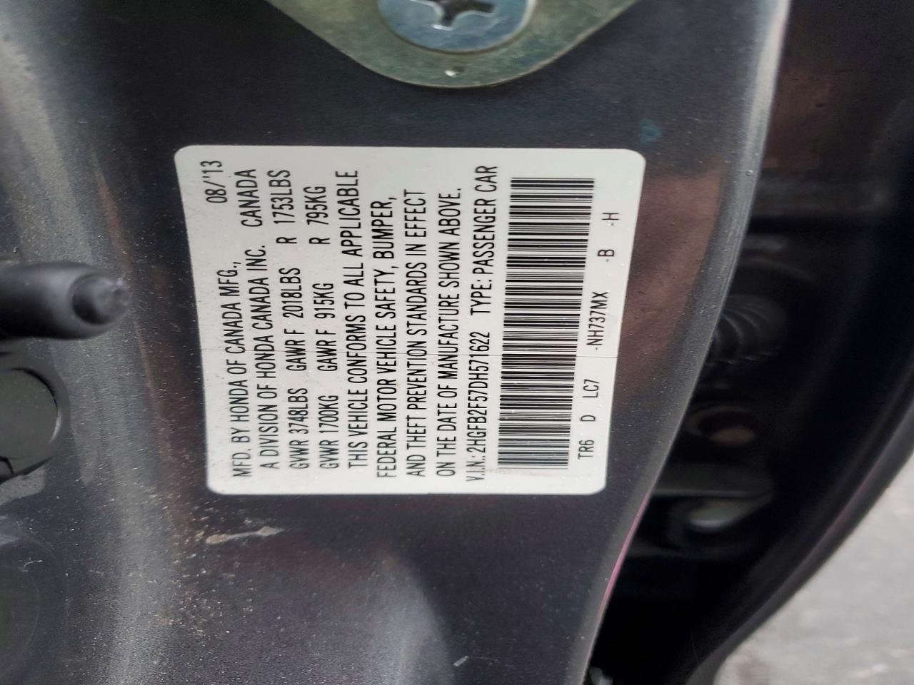2013 HONDA CIVIC LX photo 12