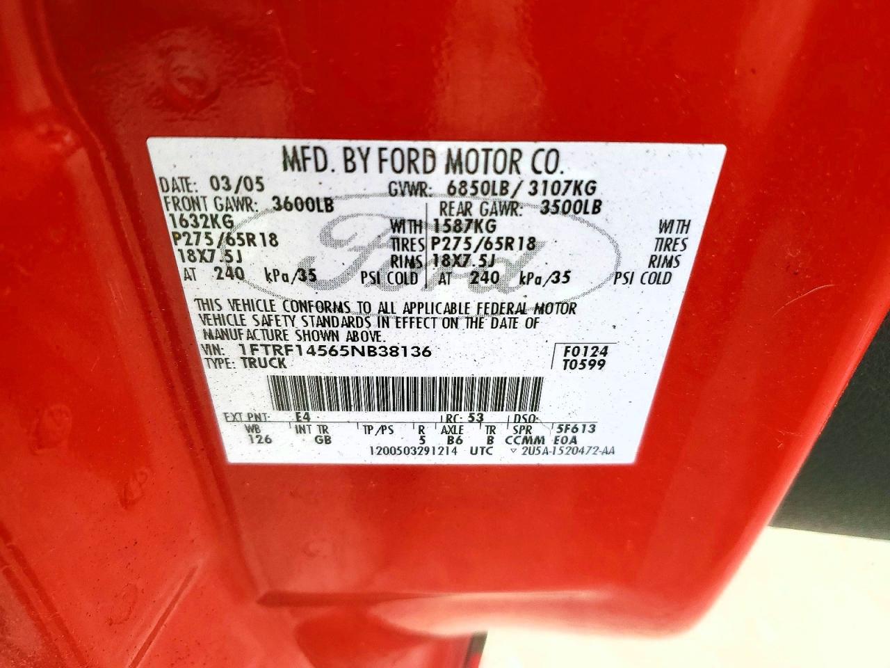 2005 FORD F150 photo 12