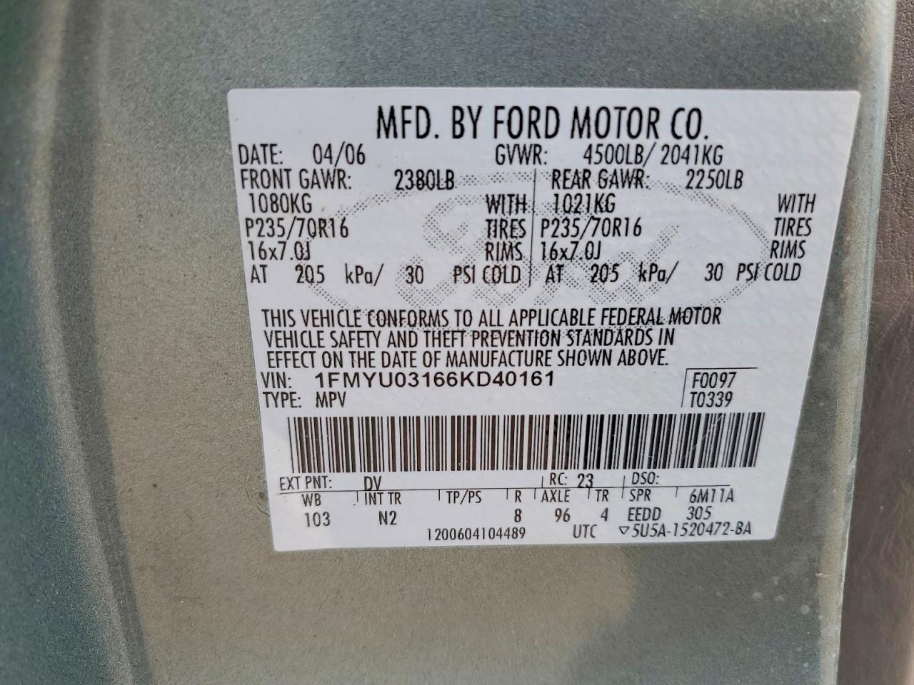 2006 FORD ESCAPE XLT photo 12