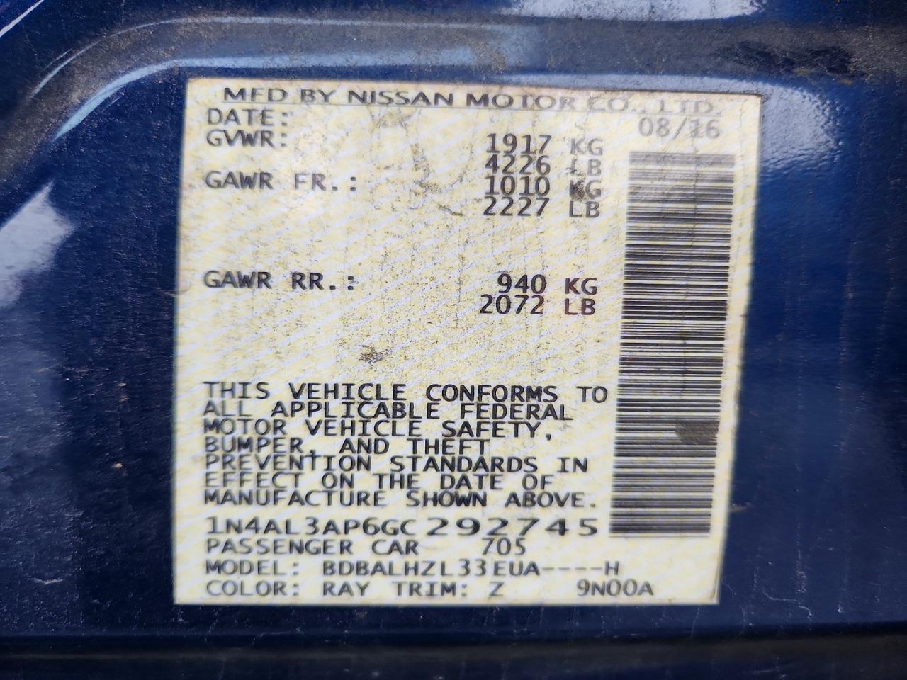 2016 NISSAN ALTIMA 2.5 photo 23