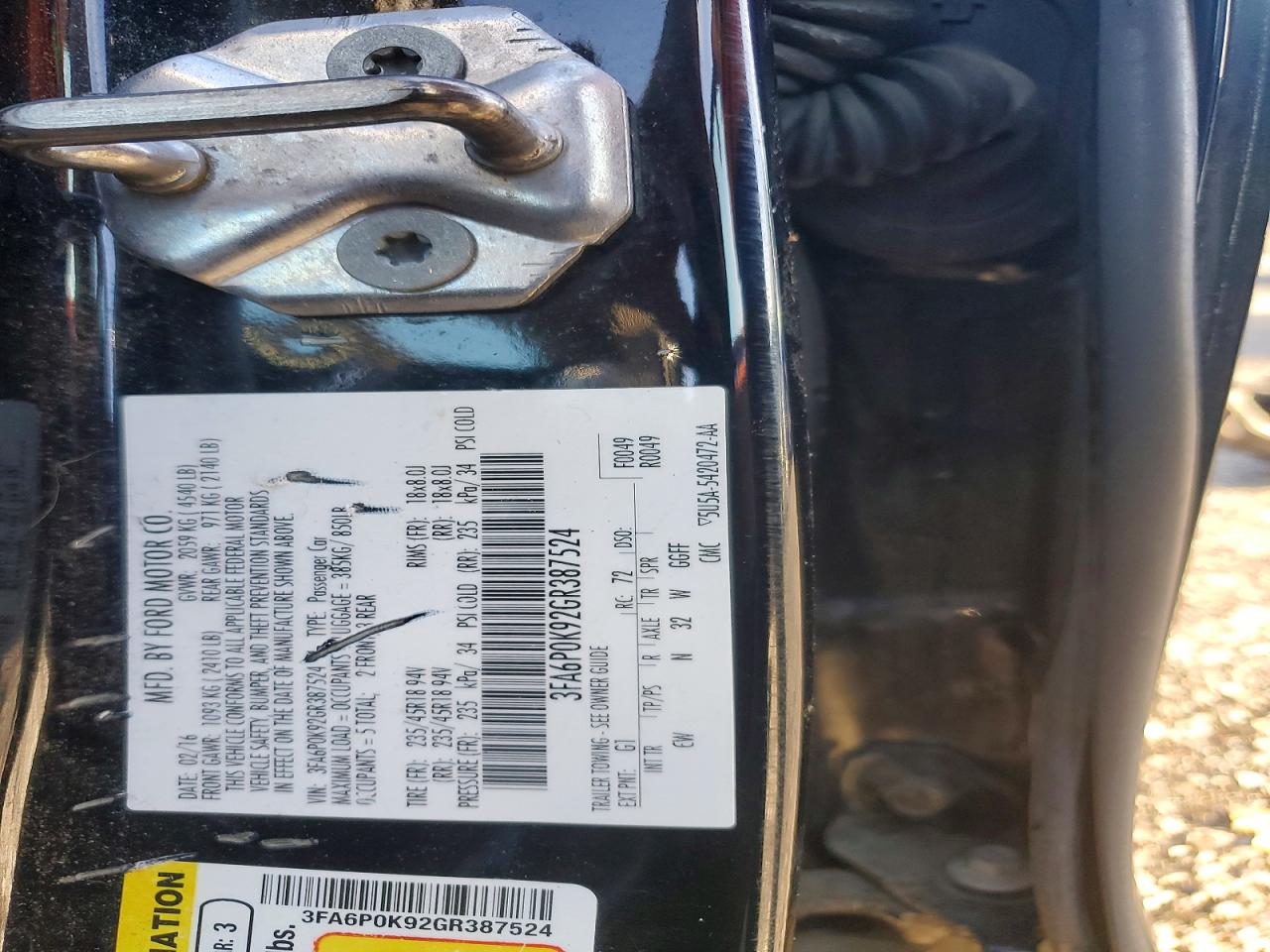 2016 FORD FUSION TITANIUM photo 12