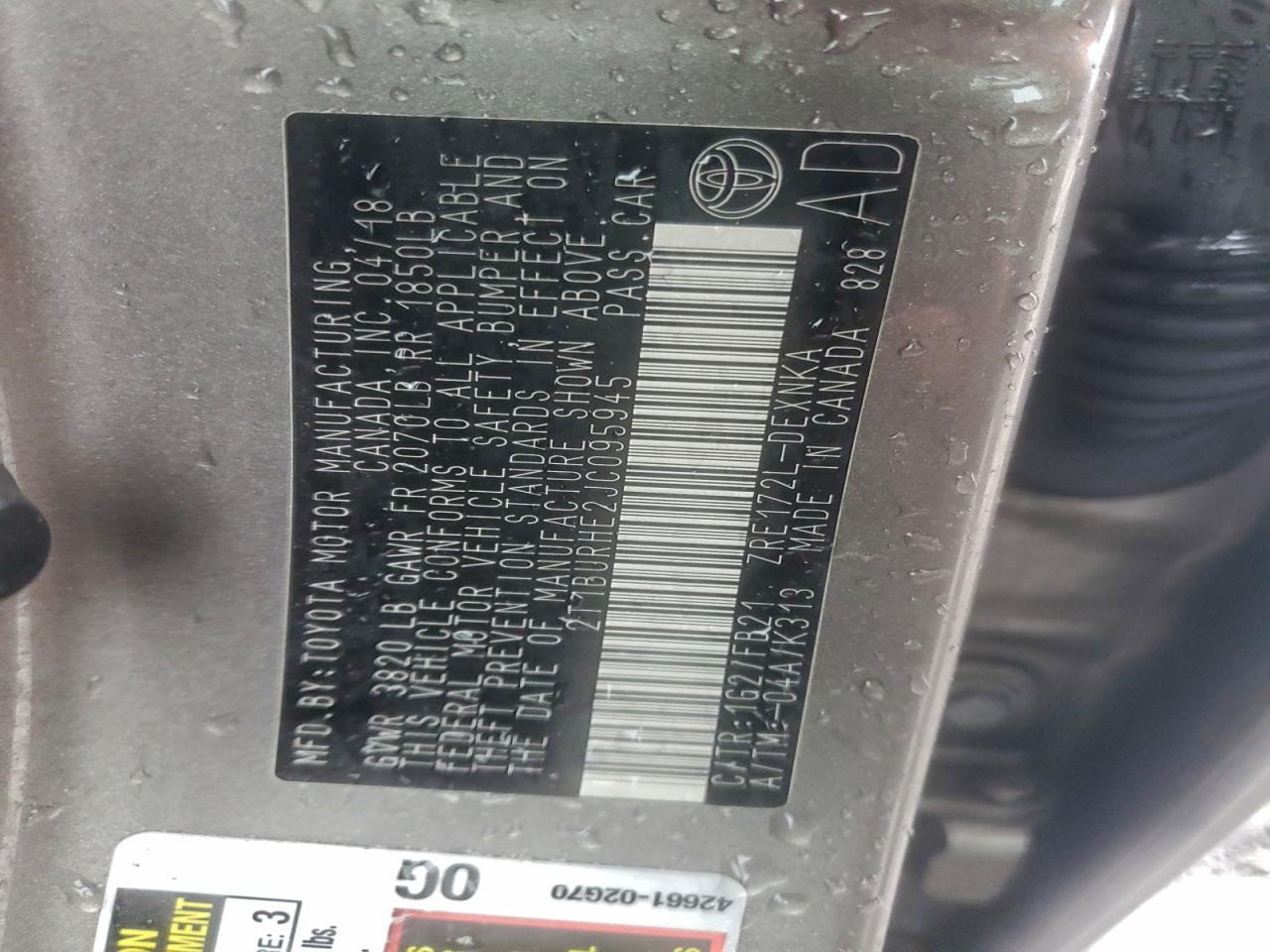 2018 TOYOTA COROLLA L photo 12
