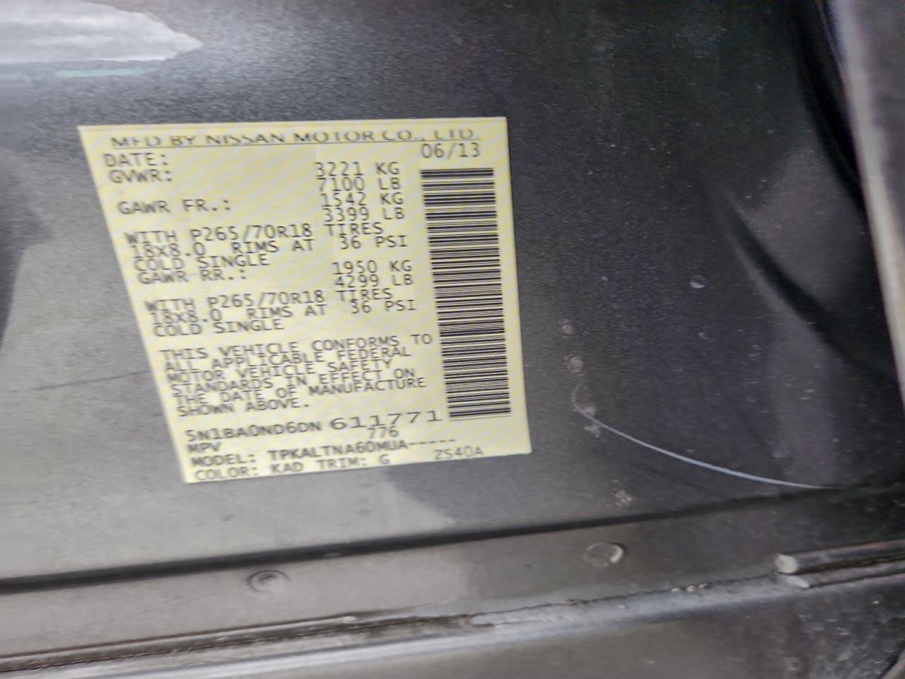 2013 NISSAN ARMADA SV photo 13