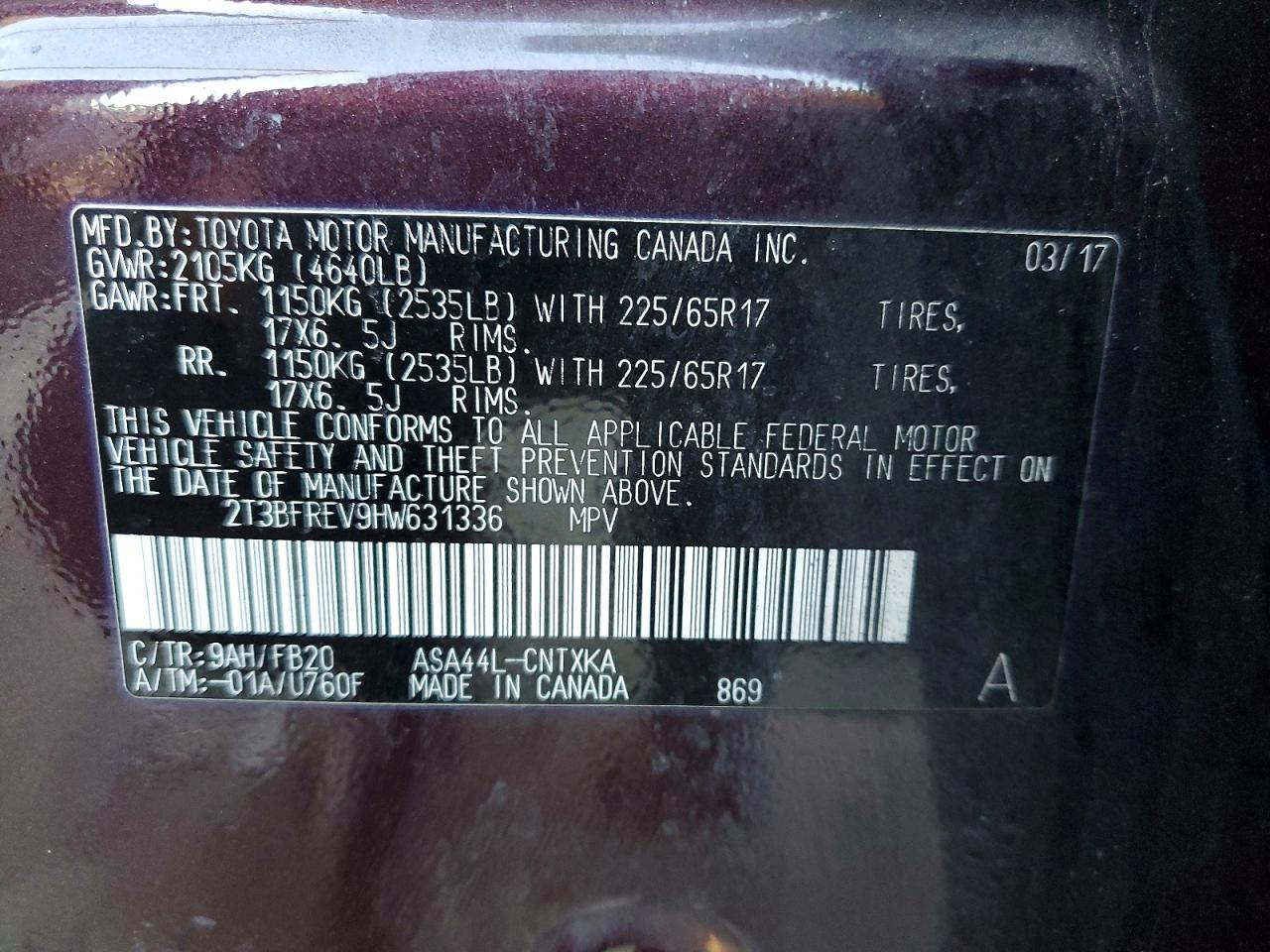 2017 TOYOTA RAV4 LE photo 14