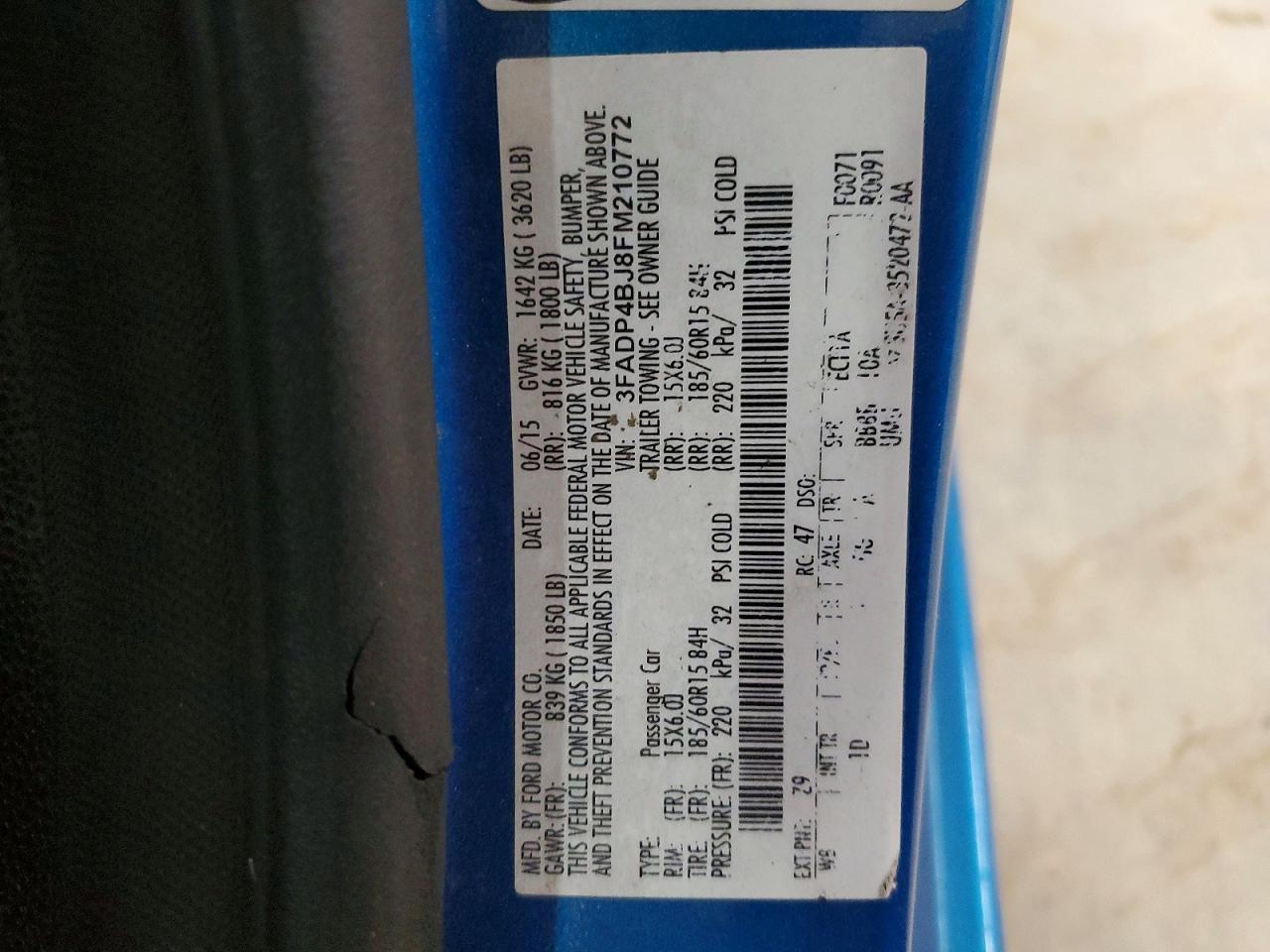 2015 FORD FIESTA SE photo 12