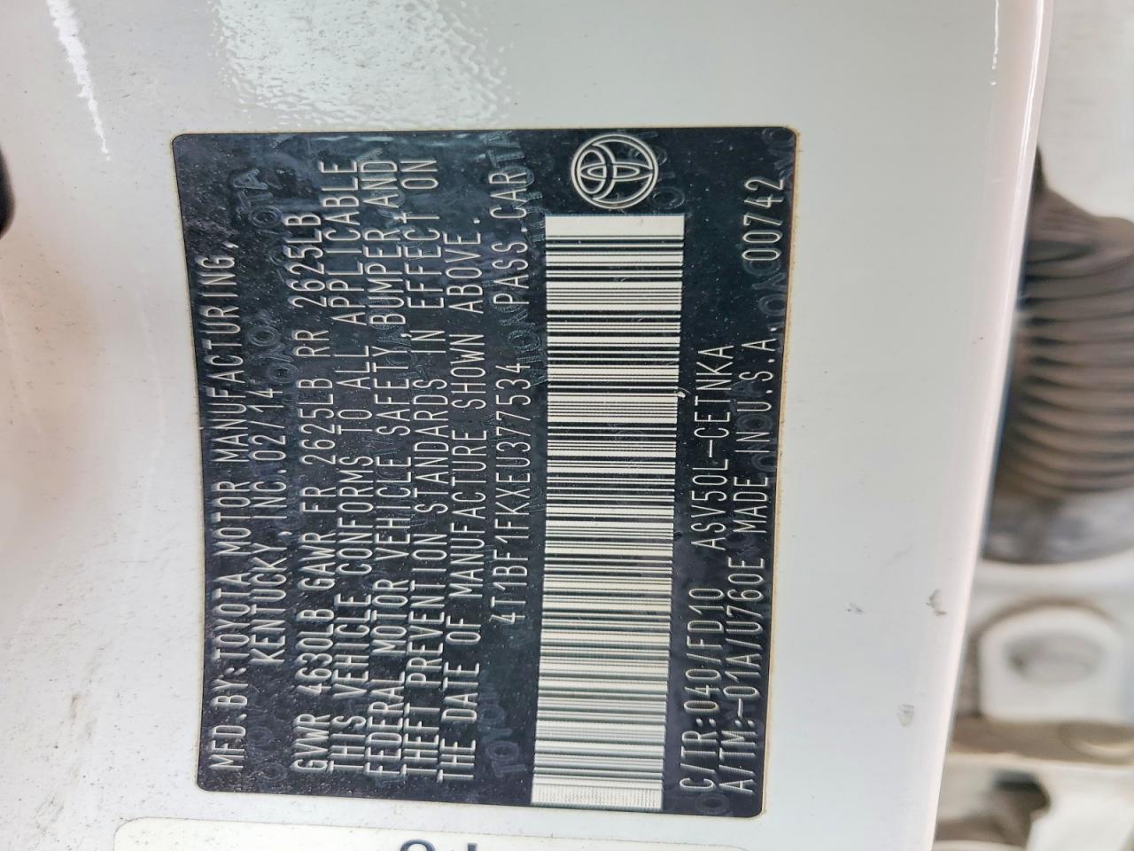 2014 TOYOTA CAMRY L photo 12