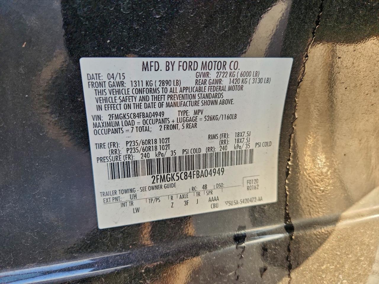 2015 FORD FLEX SEL photo 12