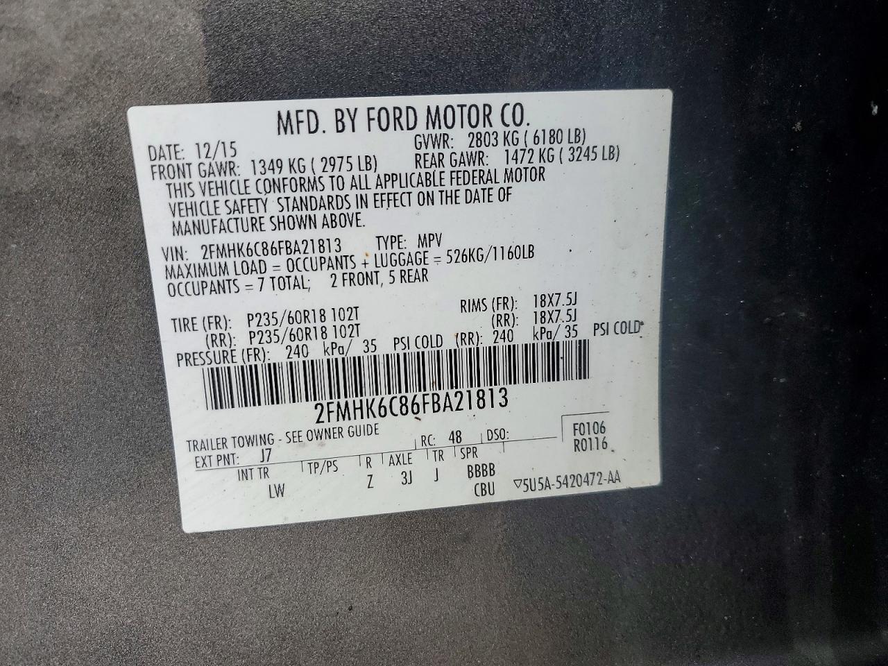 2015 FORD FLEX SEL photo 13