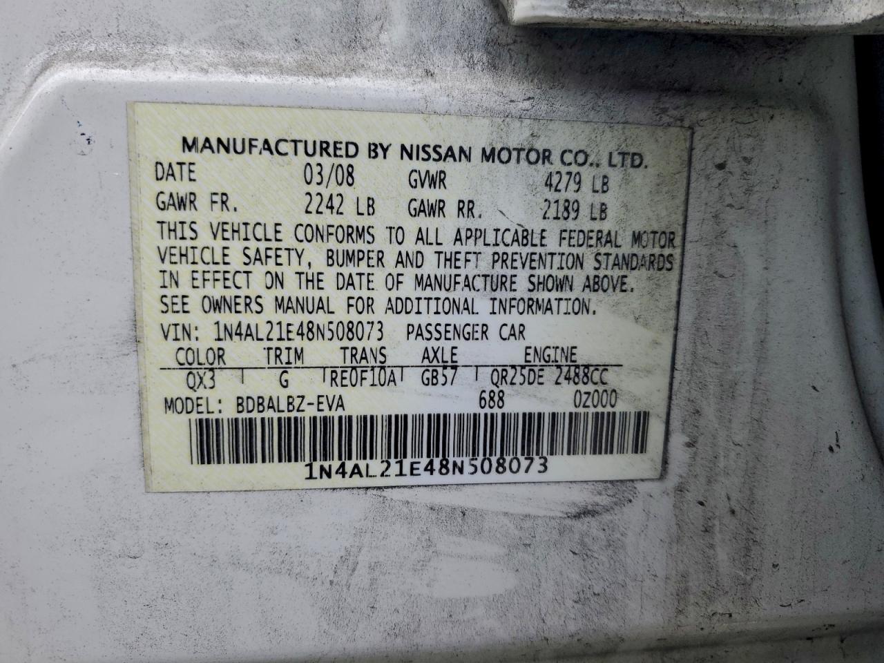 2008 NISSAN ALTIMA 2.5 photo 12