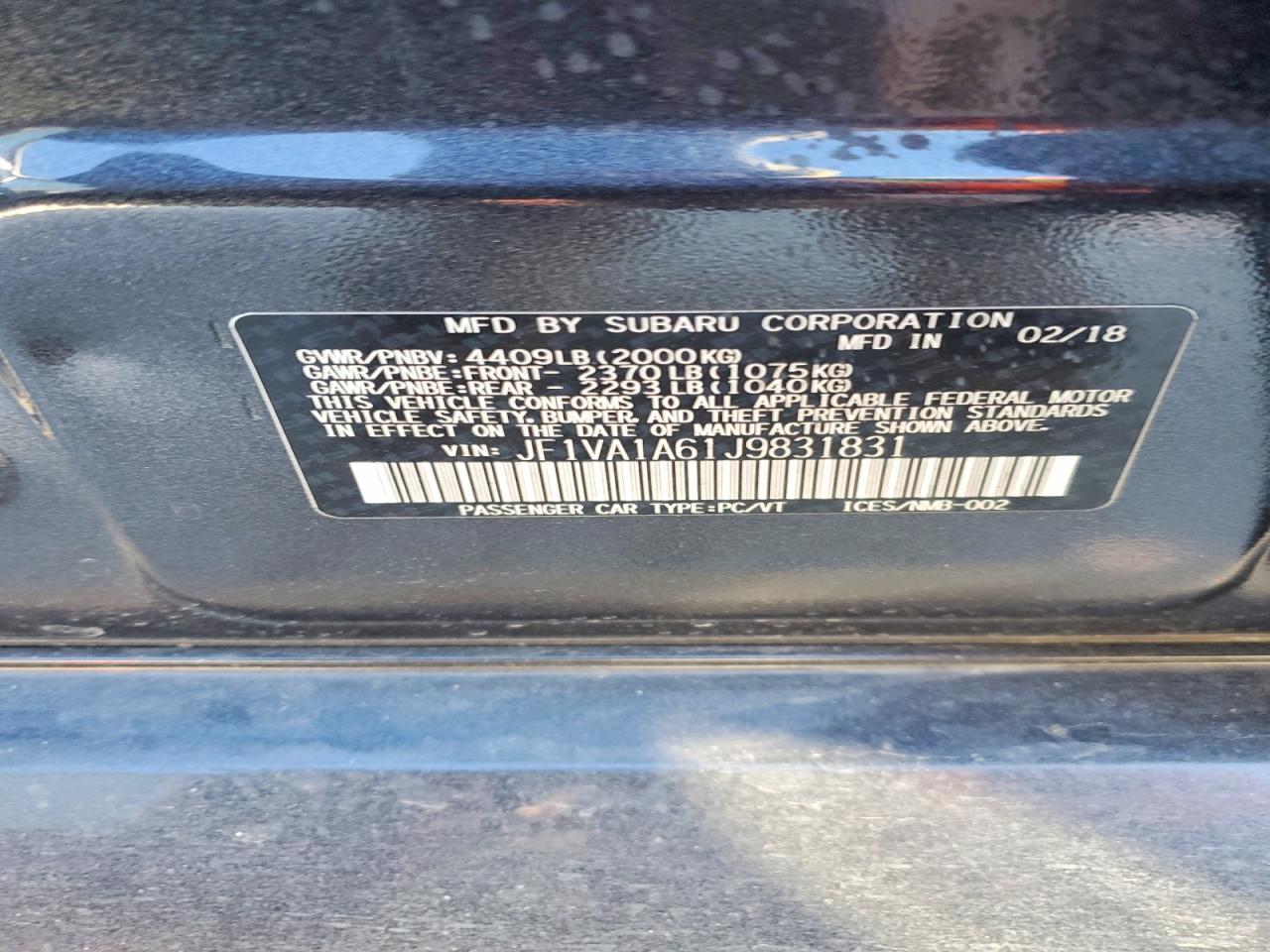 2018 SUBARU WRX photo 12