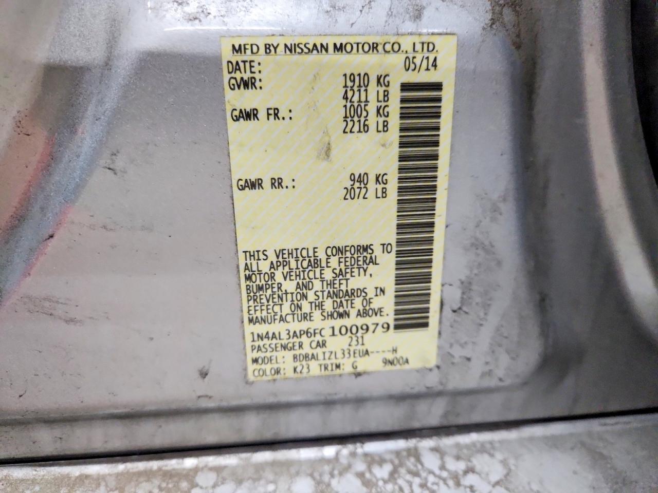 2015 NISSAN ALTIMA 2.5 photo 12