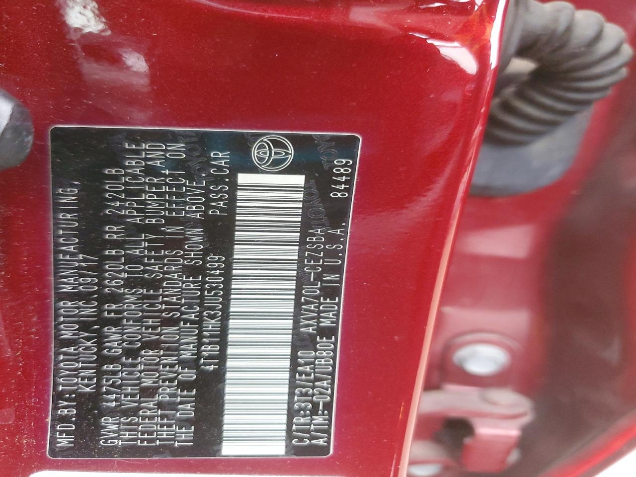 2018 TOYOTA CAMRY L photo 12