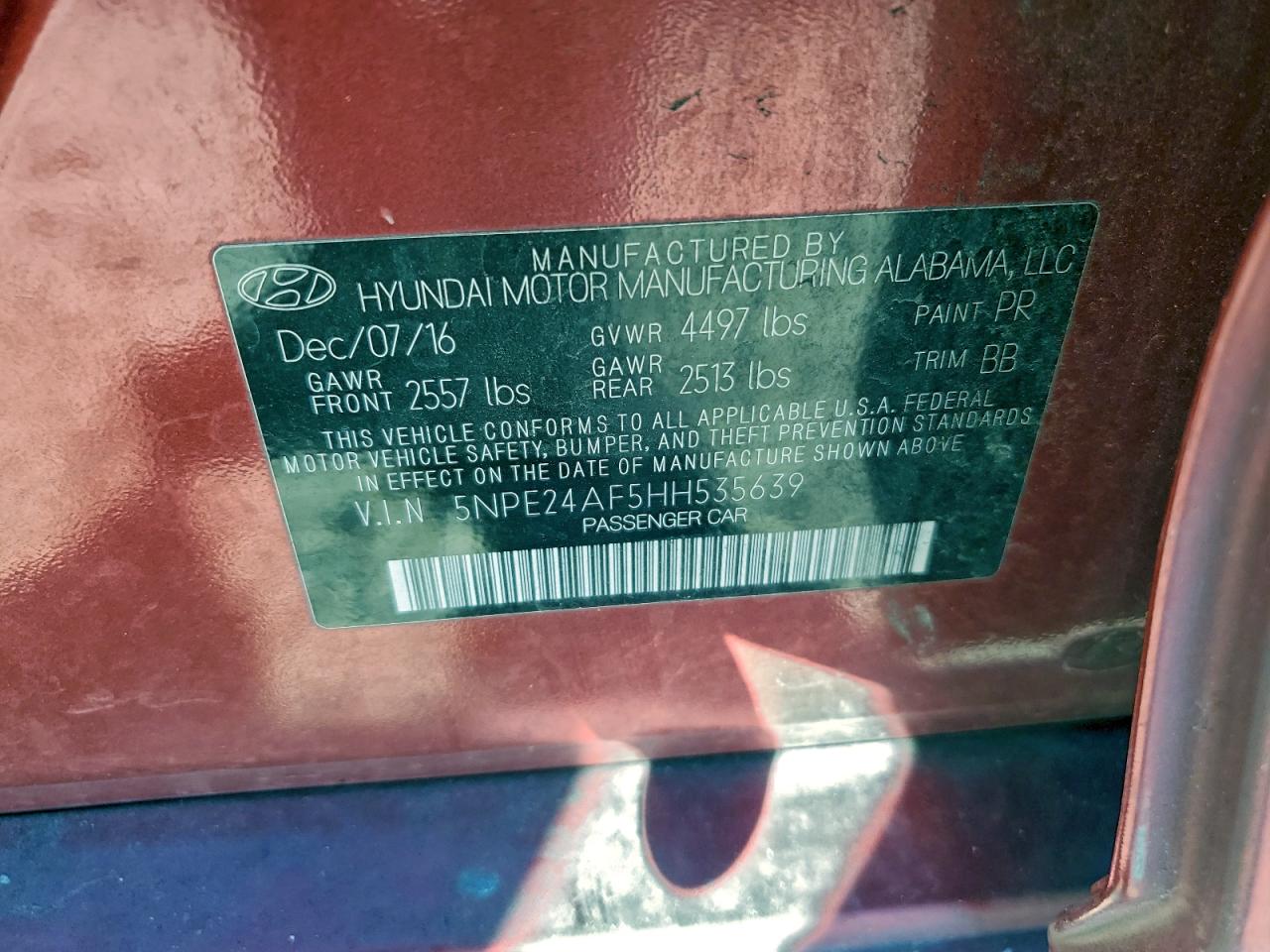 2017 HYUNDAI SONATA SE photo 12