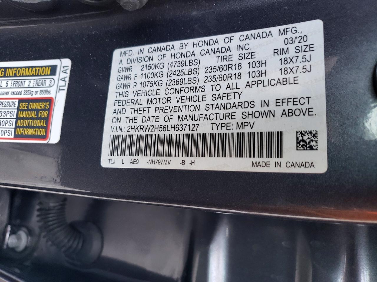 2020 HONDA CR-V EX photo 14