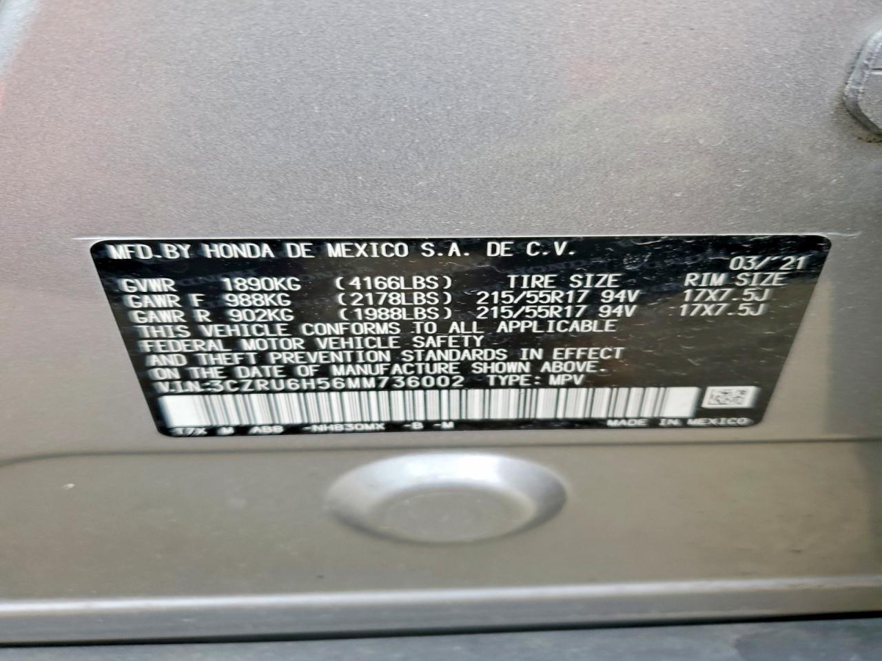 2021 HONDA HR-V EX photo 13