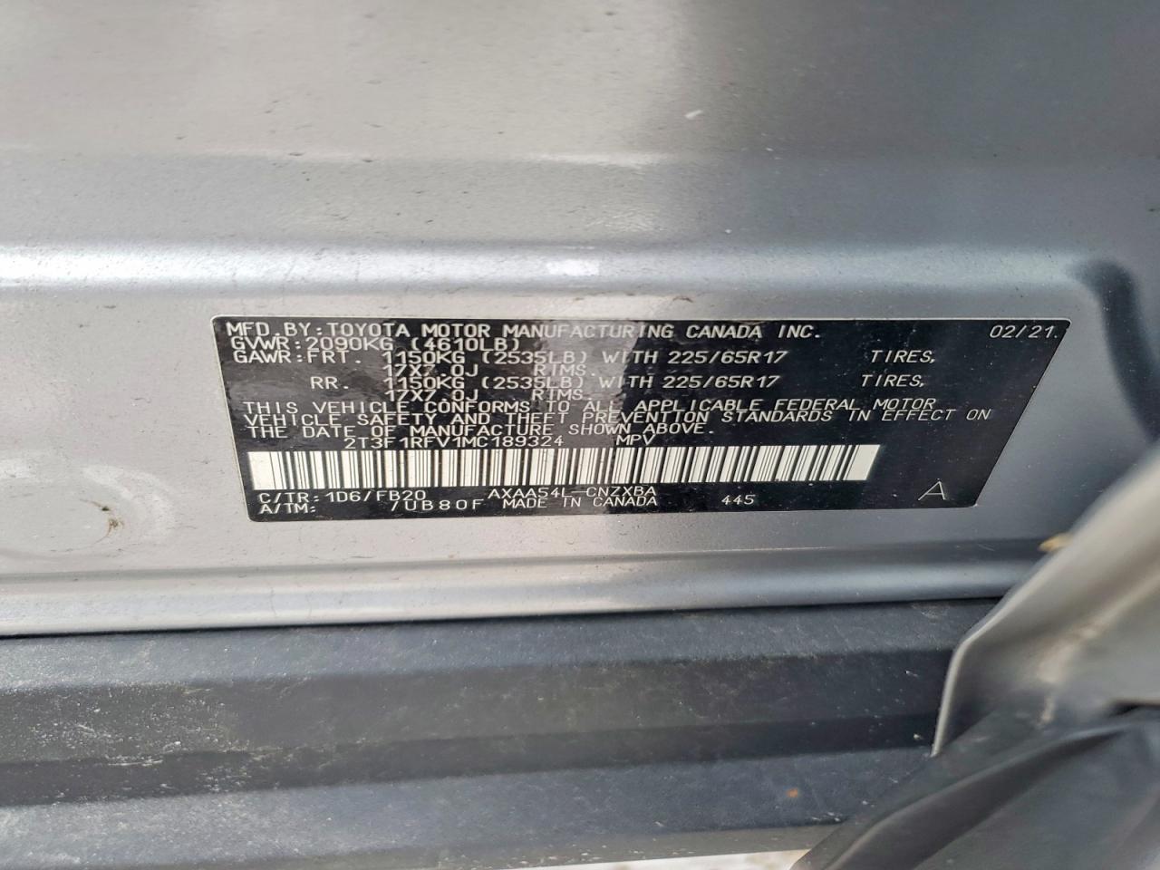 2021 TOYOTA RAV4 LE photo 14