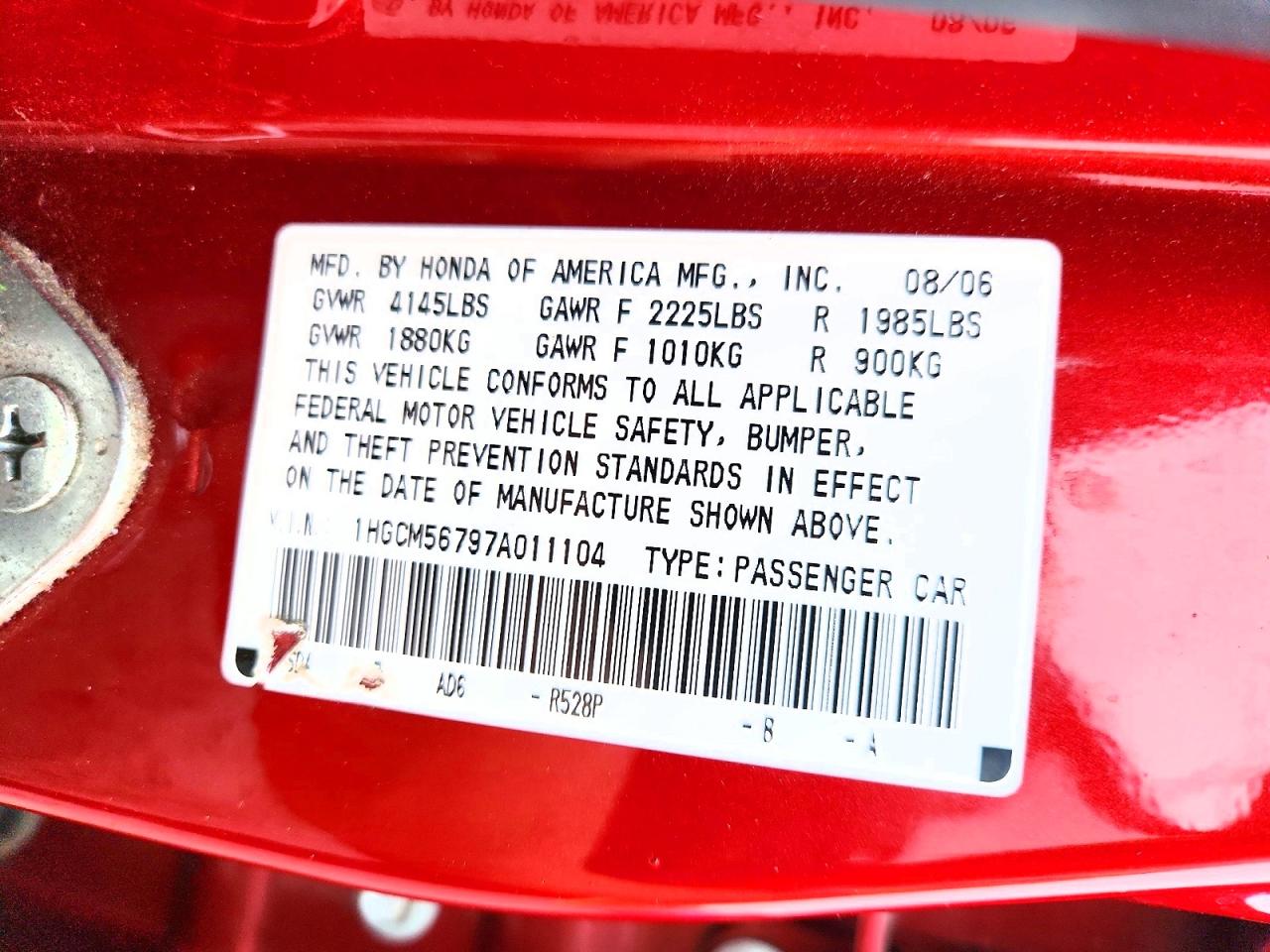 2007 HONDA ACCORD EX photo 12